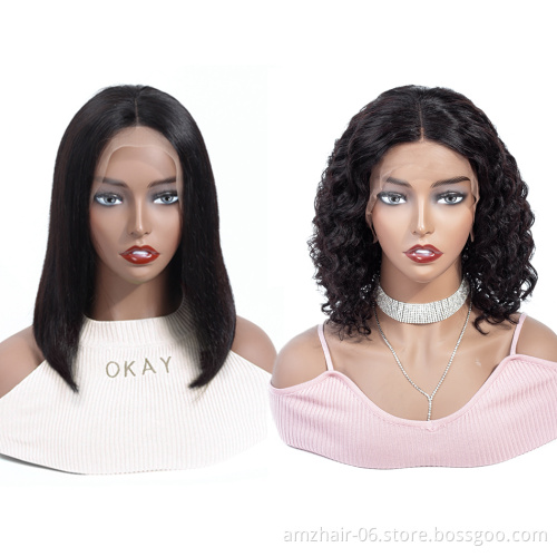 Short 8-14 Inch Straight Bob Human Hair Lace Front Wig Ready To Ship Brazilian Cuticle Aligned Hair Frontal Lace Wig Wholesale